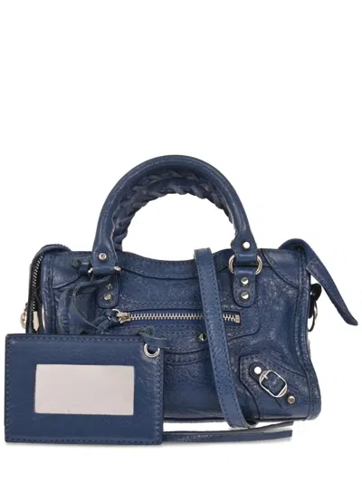 Pre-owned Balenciaga 2017 Classic Nano City Tote Bag In Blue