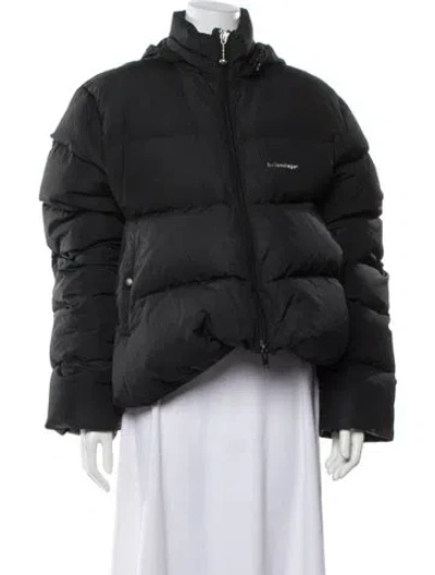 Pre-owned Balenciaga 2017 Copyright Logo Down Coat In Black