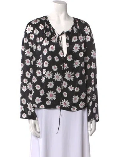Pre-owned Balenciaga 2017 Floral Print Blouse In Black