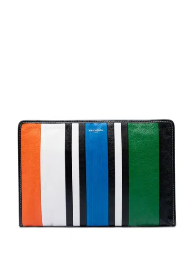 Pre-owned Balenciaga 2017 Lambskin Bazar Clutch Bag In Black