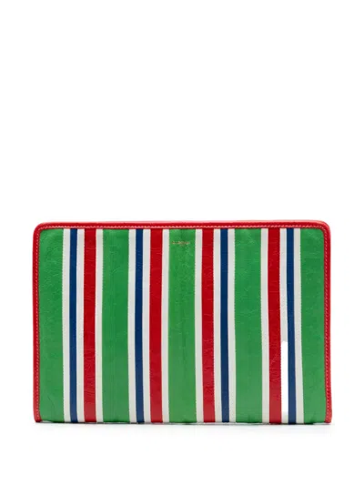 Pre-owned Balenciaga 2017 Lambskin Bazar Clutch Bag In Green