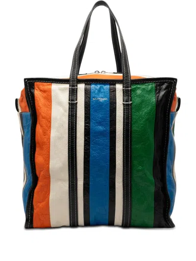 Pre-owned Balenciaga 2017 Lambskin Bazar Shopper M Satchel In Blue