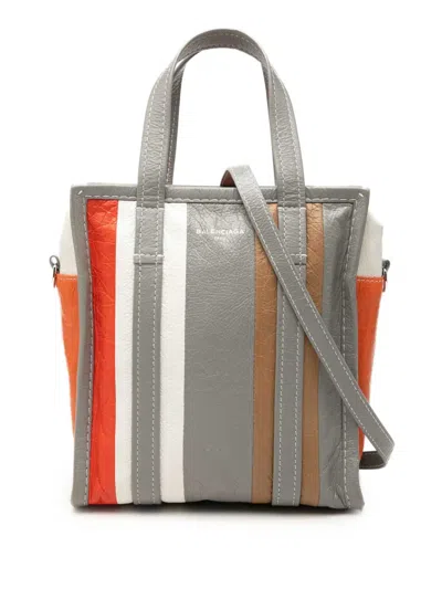 Pre-owned Balenciaga 2017 Lambskin Bazar Shopper Xs Satchel In Grey