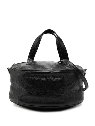 Pre-owned Balenciaga 2017 Lambskin Round Arena Air Hobo Satchel In Black