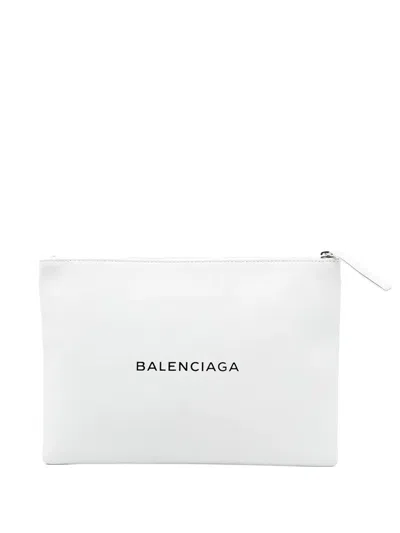 Pre-owned Balenciaga 2017 Leather Everyday Clutch Bag In White