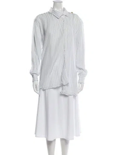 Pre-owned Balenciaga 2017 Linen Button-up Top In White