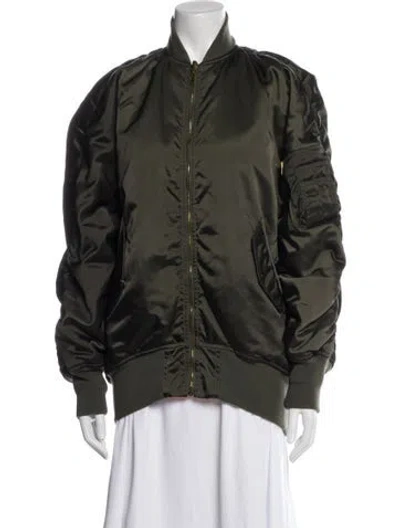 Pre-owned Balenciaga 2017 Nylon Bomber Jacket In Green