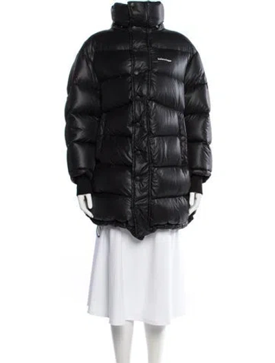 Pre-owned Balenciaga 2017 Nylon Down Coat In Black