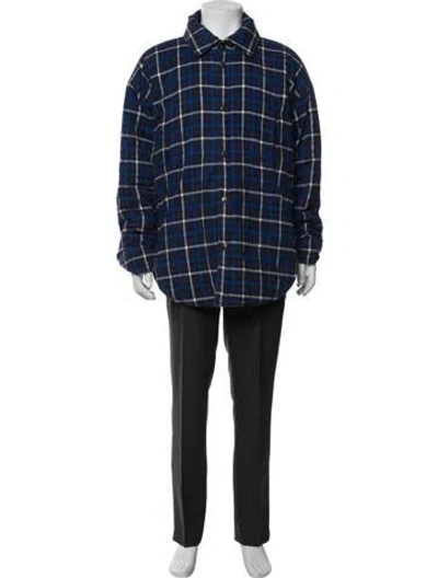 Pre-owned Balenciaga 2017 Plaid Print Parka In White