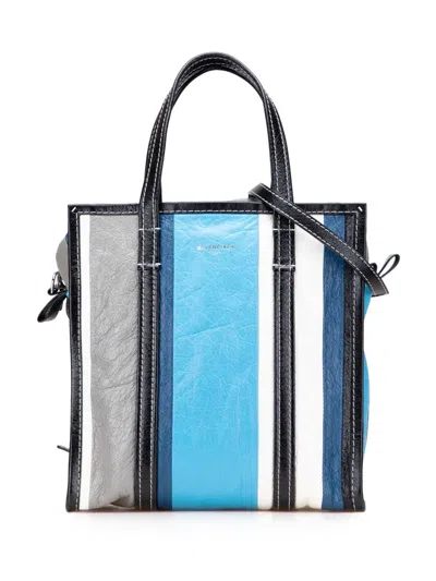 Pre-owned Balenciaga 2017 S Lambskin Bazar Shopper Satchel In Blue