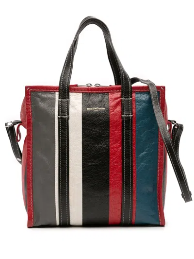 Pre-owned Balenciaga 2017 S Lambskin Bazar Shopper Satchel In Red