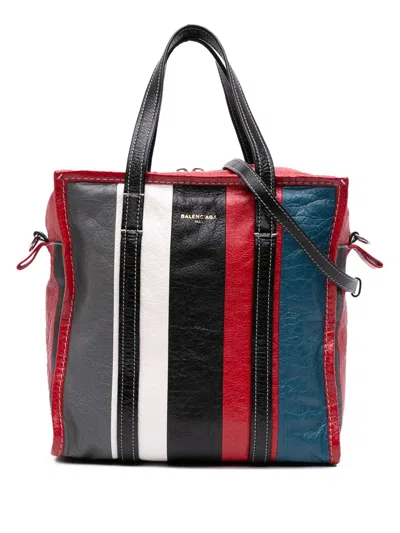 Pre-owned Balenciaga 2017 S Lambskin Bazar Shopper Tote Satchel In Multi