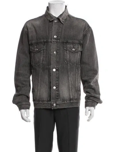 Pre-owned Balenciaga 2017 Signature Logo Denim Jacket In Black