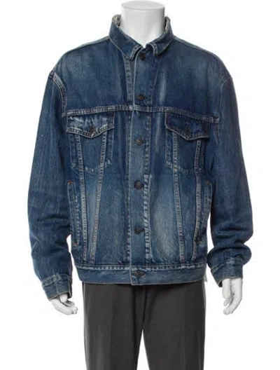 Pre-owned Balenciaga 2017 Signature Logo Denim Jacket In Blue
