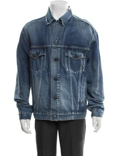 Pre-owned Balenciaga 2017 Signature Logo Denim Jacket In Blue