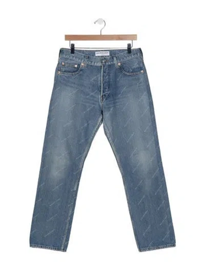 Pre-owned Balenciaga 2017 Straight Leg Jeans In Blue