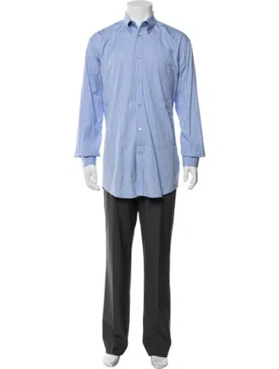 Pre-owned Balenciaga 2017 Striped Dress Shirt In Blue