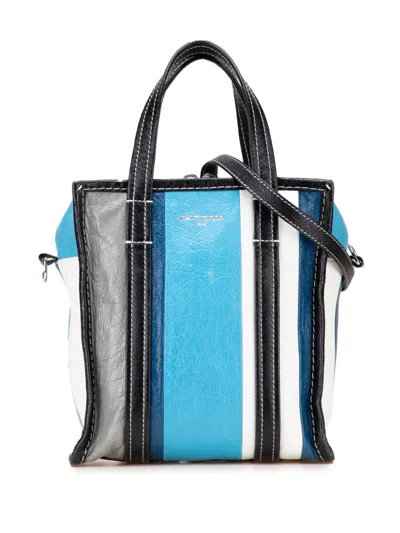 Pre-owned Balenciaga 2017 Xs Lambskin Bazar Shopper Satchel In Blue