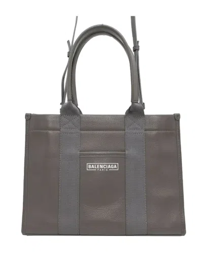 Pre-owned Balenciaga 2018-2025 Small Leather Hardware Tote Satchel In Gray