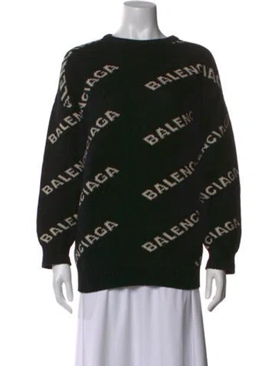 Pre-owned Balenciaga 2018 All Over Logo Sweater In Black