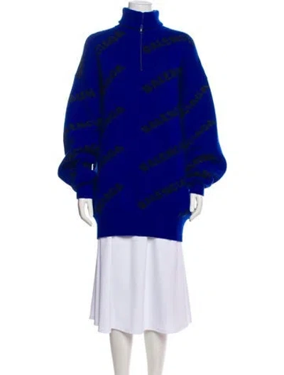 Pre-owned Balenciaga 2018 'all Over' Sweater In Blue