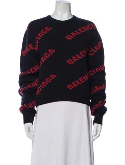 Pre-owned Balenciaga 2018 All Over Sweater In Blue