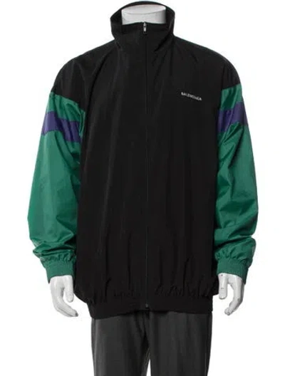 Pre-owned Balenciaga 2018 Colorblock Pattern Windbreaker In Black