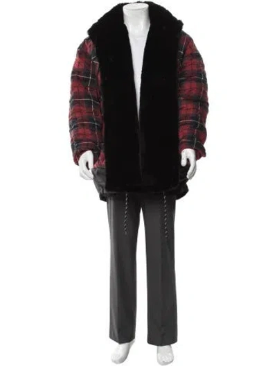 Pre-owned Balenciaga 2018 Faux Fur Layered Denim Parka In Black