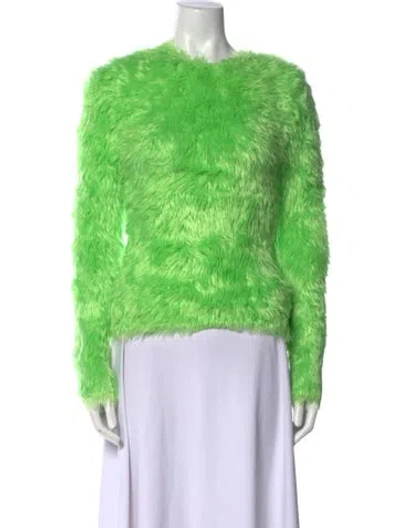 Pre-owned Balenciaga 2018 Faux Fur Sweater In Green