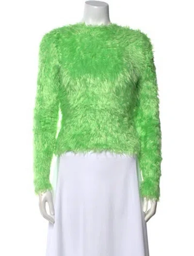 Pre-owned Balenciaga 2018 Faux Fur Sweater In Green