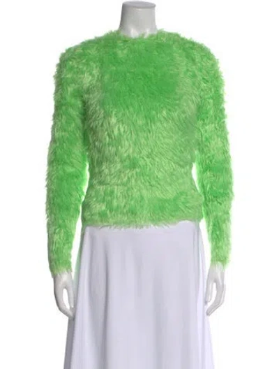Pre-owned Balenciaga 2018 Faux Fur Sweater In Green