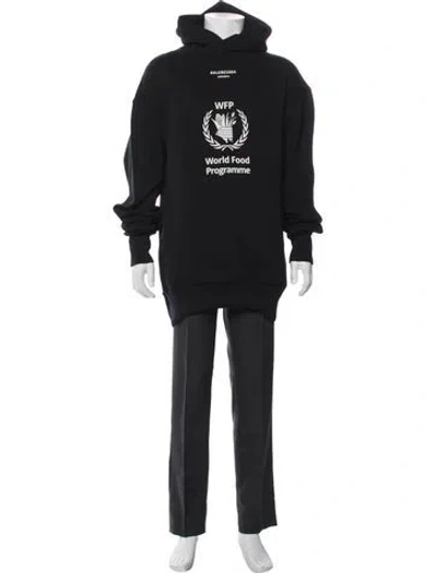 Pre-owned Balenciaga 2018 Graphic Print Hoodie In Black