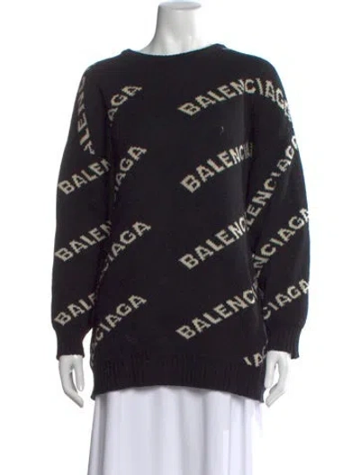 Pre-owned Balenciaga 2018 Graphic Print Sweater In Black