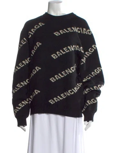 Pre-owned Balenciaga 2018 Graphic Print Sweater In Black