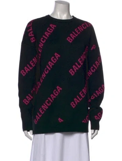 Pre-owned Balenciaga 2018 Graphic Print Sweater In Black