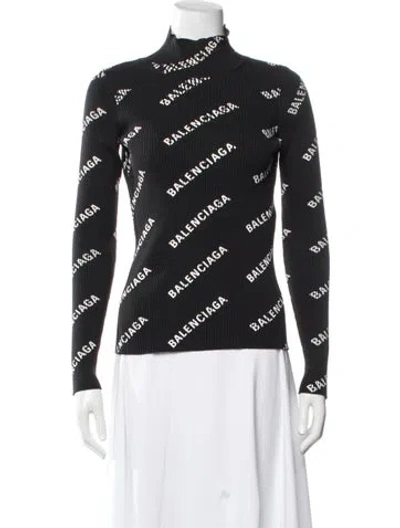 Pre-owned Balenciaga 2018 Graphic Print Sweater In Black