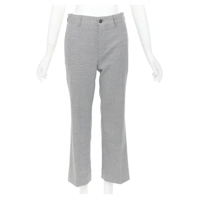 Pre-owned Balenciaga 2018 Grey Wool Houndstooth Mid Waist Pleated Cropped Pants Fr36 S In Gray