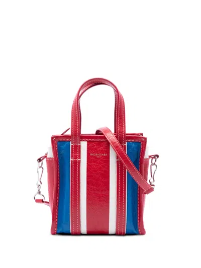 Pre-owned Balenciaga 2018 Lambskin Bazar Shopper Xxs Satchel In Red