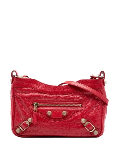 Pre-owned Balenciaga 2018 Lambskin Motocross Giant 12 Hip Crossbody Bag In Red