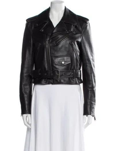 Pre-owned Balenciaga 2018 Leather Biker Jacket In Black