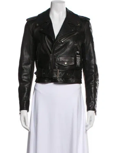 Pre-owned Balenciaga 2018 Leather Biker Jacket In Black