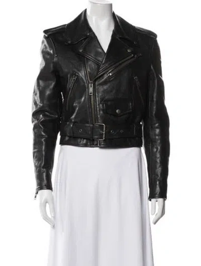Pre-owned Balenciaga 2018 Leather Biker Jacket In Black