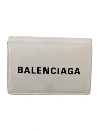 Pre-owned Balenciaga 2018 Leather Card Holder In White