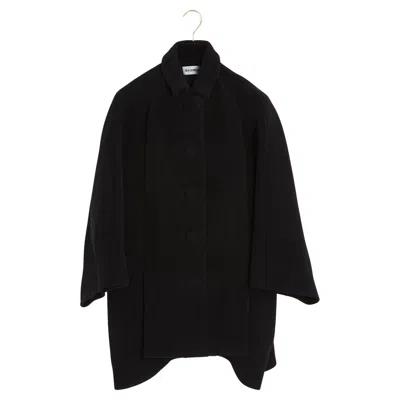 Pre-owned Balenciaga 2018 Manteau Fr32 Black Wool Double Collar Oversized Coat Uk4 Us2