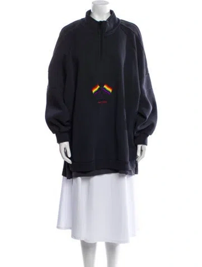 Pre-owned Balenciaga 2018 Mock Neck Sweatshirt In Blue