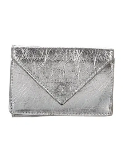 Pre-owned Balenciaga 2018 Papier Card Holder In Silver