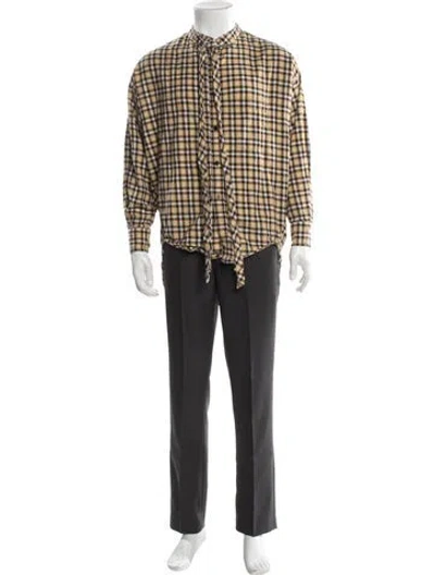 Pre-owned Balenciaga 2018 Plaid Print Shirt In Yellow