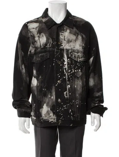 Pre-owned Balenciaga 2018 Printed Moto Jacket In Black