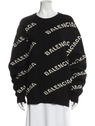 Pre-owned Balenciaga 2018 Printed Sweater In Black