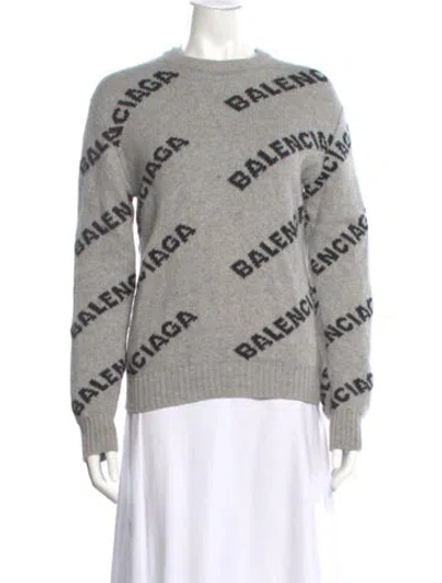 Pre-owned Balenciaga 2018 Printed Sweater In Gray